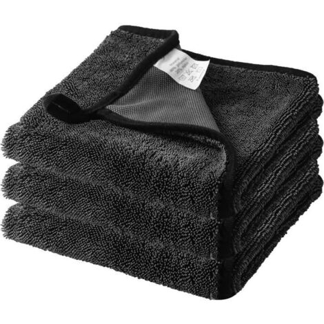 Chiffon Microfibre Voiture,60  40 CM,Chiffons Vitre sans Trace,Super Absorbant,Chiffon de Nettoyage Magique pour Detailing,3pcs