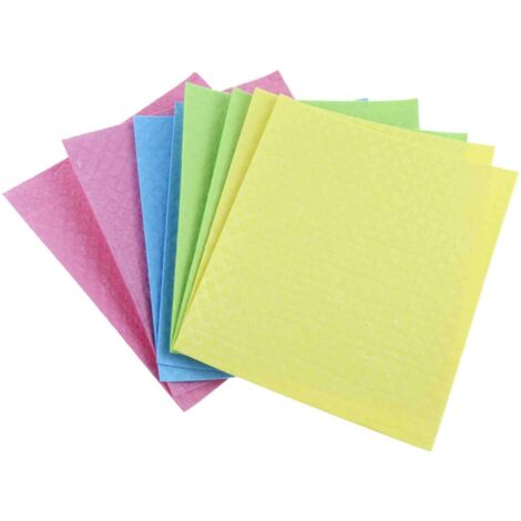 Chiffon Multiusage - En Cellulose Et Coton - Pour Cuisine Salle De Bain Et Nettoyage Ménager - Lot De 8 Pièces - Jaune Vert Bleu Rouge