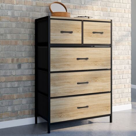Chiffonier de 5 cajones en tejido UTAH Cómoda de diseño industrial de 60 cm