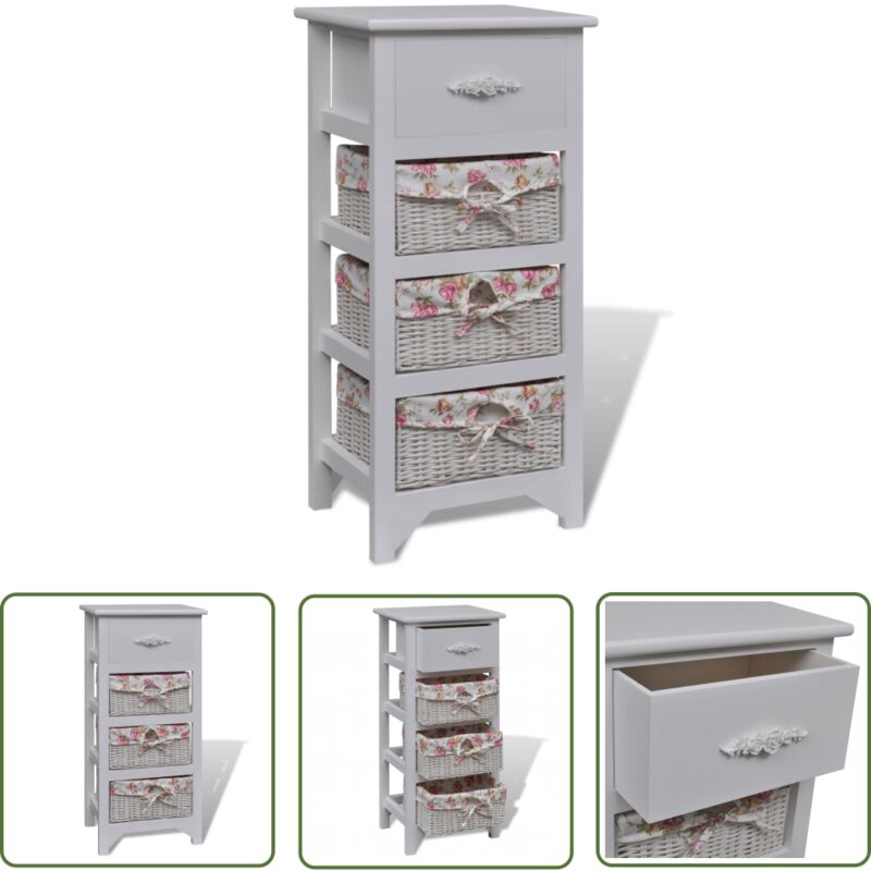 Vidaxl - Armoire avec 1 tiroir et 3 paniers Blanc Bois de Paulownia
