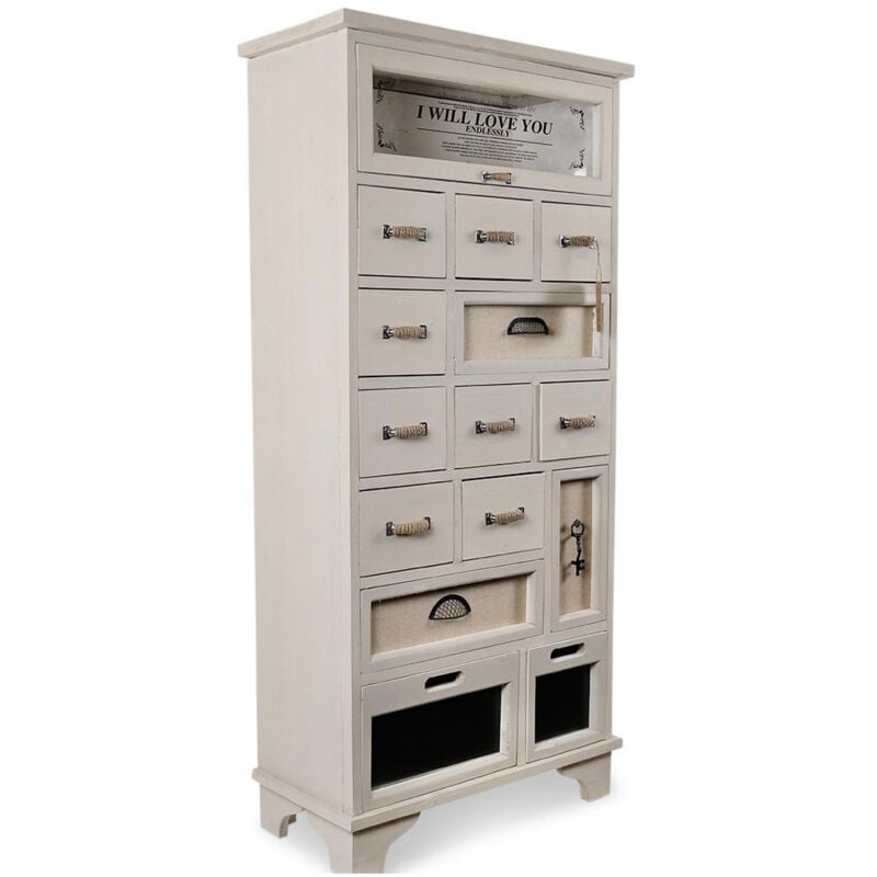 Chiffonnier 12 tiroirs - Bois - Blanc - Décoration d'Autrefois