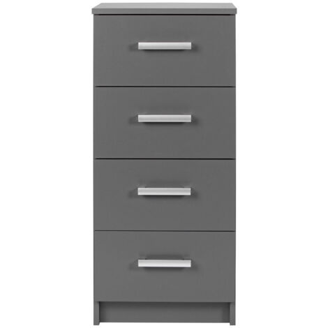 Chiffonnier 4 tiroirs 41,2x40x91,5 cm gris foncé - ROSSI