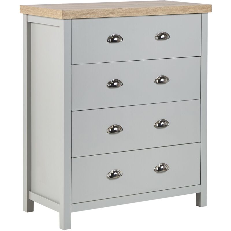 Beliani - Chiffonnier avec 4 Tiroir En Panneau de Particules de Bois, Gris et Bois Clair Clio