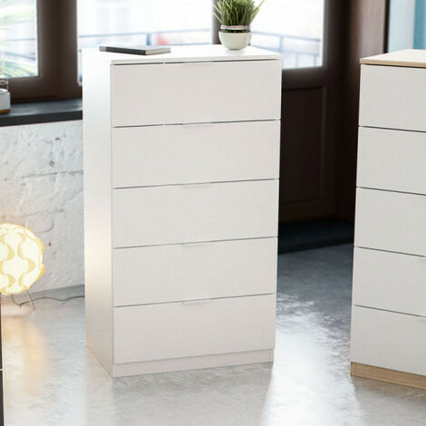 Petits meubles de chambre chiffonnier blanc laqué 6 tiroirs design tacito