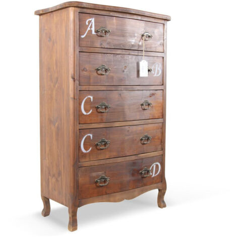 Chiffonnier 5 tiroirs - Bois - Marron - Décoration d'Autrefois