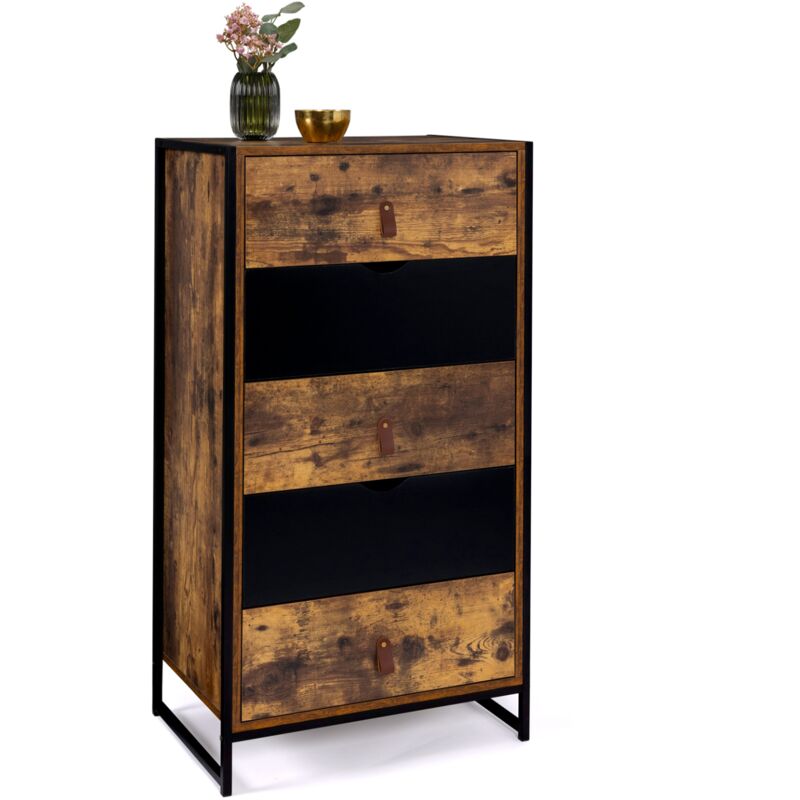 Idmarket - Chiffonnier 5 tiroirs chicago 60 cm commode semainier design industriel