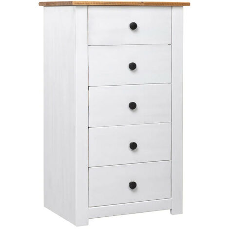 Commode 5 tiroirs Dolo effet bois naturel