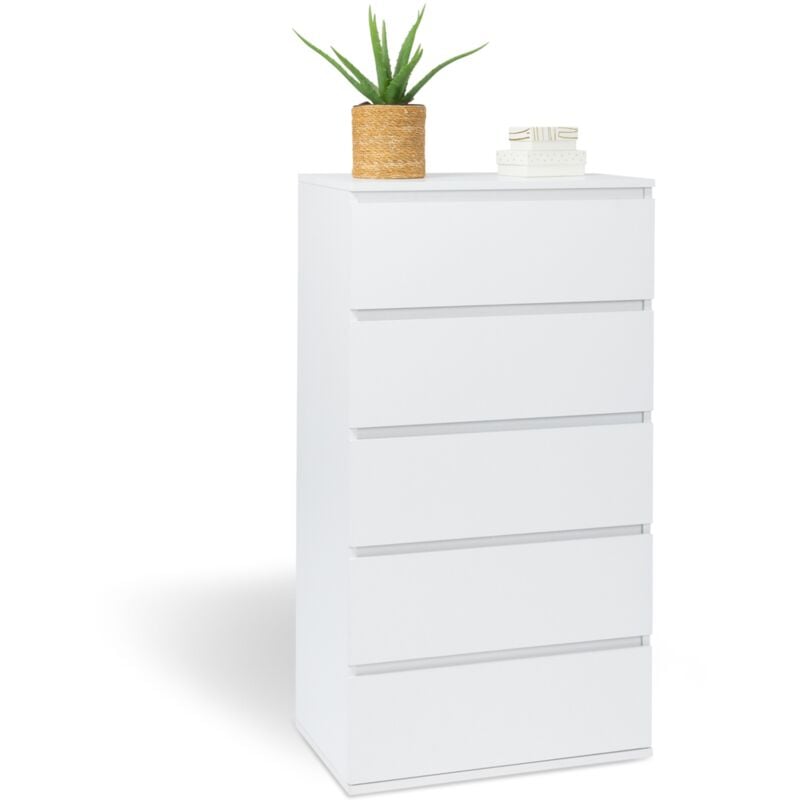 Idmarket - Chiffonnier 5 tiroirs tomi 60 cm commode semainier bois blanc