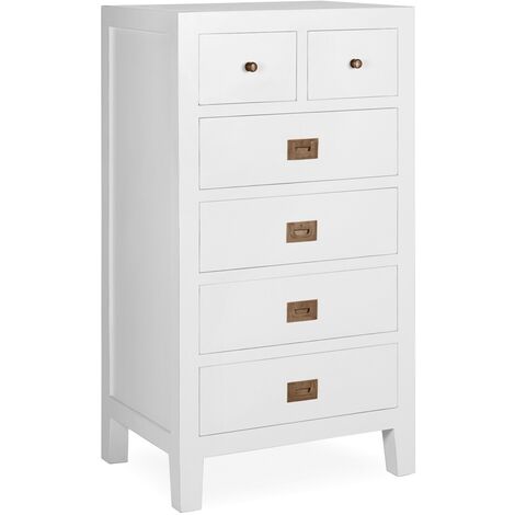 Chiffonnier 6 tiroirs bois massif de mindi blanc Kourame 60cm