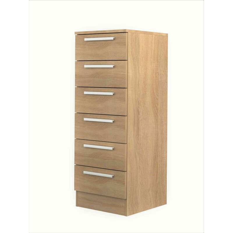 Chiffonnier 6 tiroirs en bois imitation chêne - CF9059 - Bois naturel