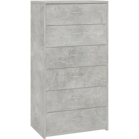 Chiffonnier 6 tiroirs Gris béton 50x34x96