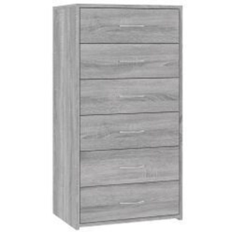 Chiffonnier 6 tiroirs en bois Homy 50cm - Le rangement pratique-Chêne gris