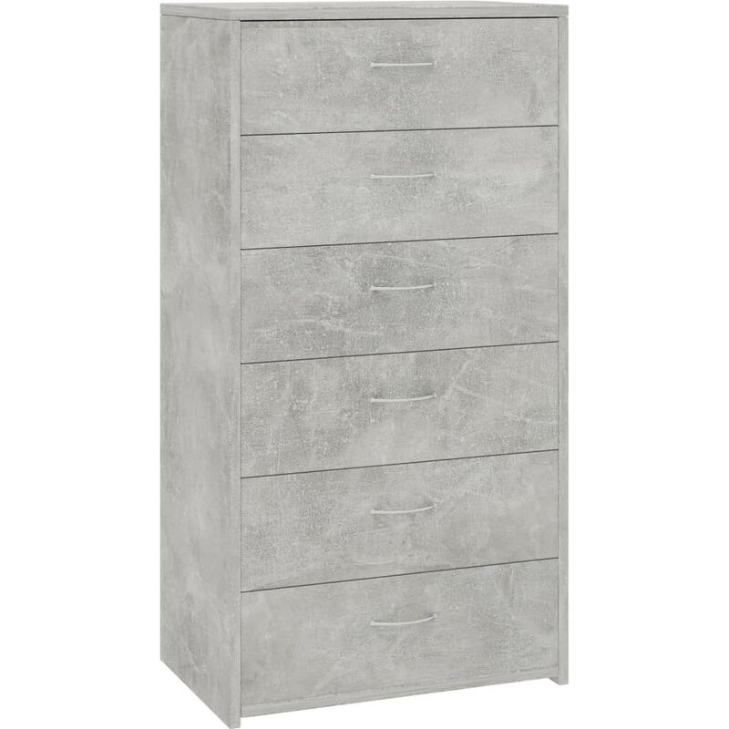 Chiffonnier 6 tiroirs Gris béton 50x34x96