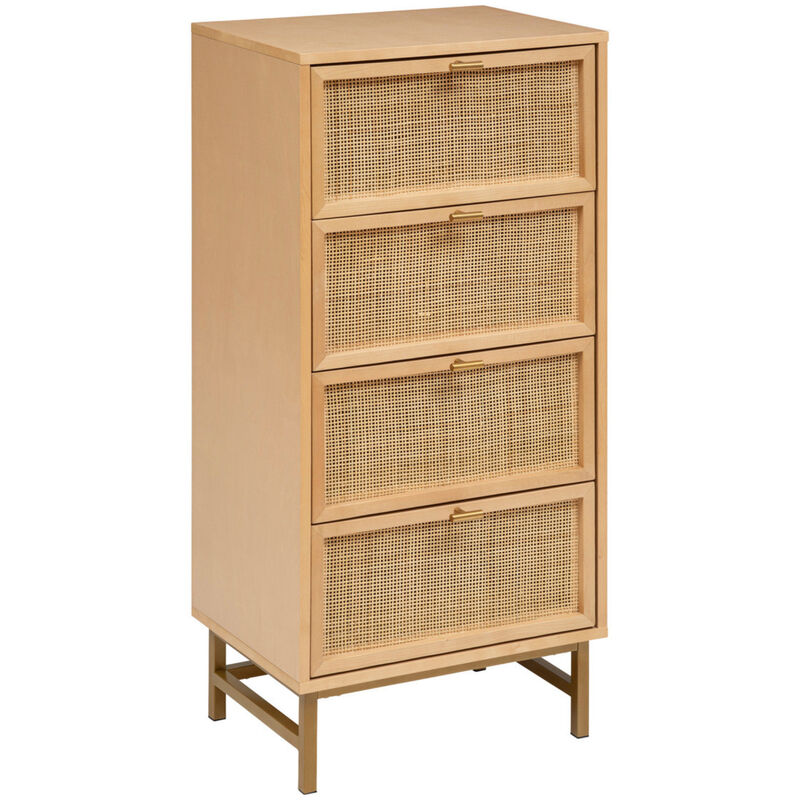Chiffonnier avec 4 tiroirs en mdf coloris Beige - longueur 50 x Profondeur 35 x Hauteur 107 cm
