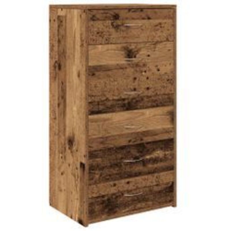 Chiffonnier avec 6 tiroirs vieux bois 50x34x96 bois d'ingénierie Chiffonnier avec 6 tiroirs vieux bois 50x34x96 bois d'ingénierie