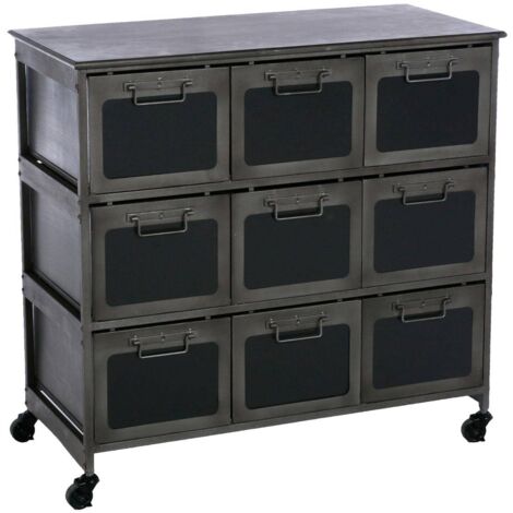 Chiffonnier Broc métal noir 9 tiroirs - Atmosphera créateur d'intérieur