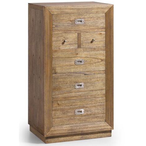 Chiffonnier en bois massif de Mindy naturel 6 tiroirs Mazari 60cm