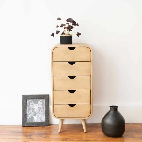 Chiffonnier en manguier teinté 5 tiroirs Hanko - legno chiaro