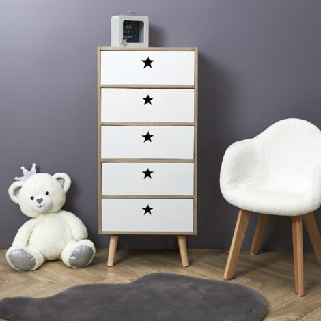 THE HOME DECO KIDS Chiffonnier Like A Star Blanc Home Deco Kids