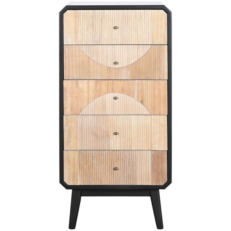 Chiffonnier , meuble de rangement en bois coloris naturel, noir - Longueur 48,30 x Profondeur 35 x hauteur 100 cm Pegane