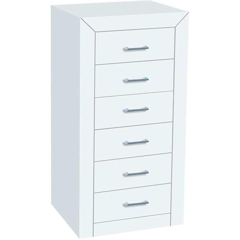 Chiffonnier Meuble de rangement en mdf et pin massif coloris blanc - Longueur 50 x Profondeur 40 x Hauteur 102 cm