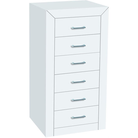 Chiffonnier Meuble de rangement en MDF et pin massif coloris blanc - Longueur 50 x Profondeur 40 x Hauteur 102 cm