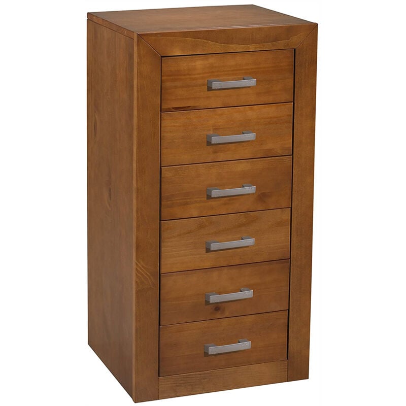 Chiffonnier Meuble de rangement en pin massif coloris cerisier - Longueur 50 x Profondeur 40 x Hauteur 102 cm