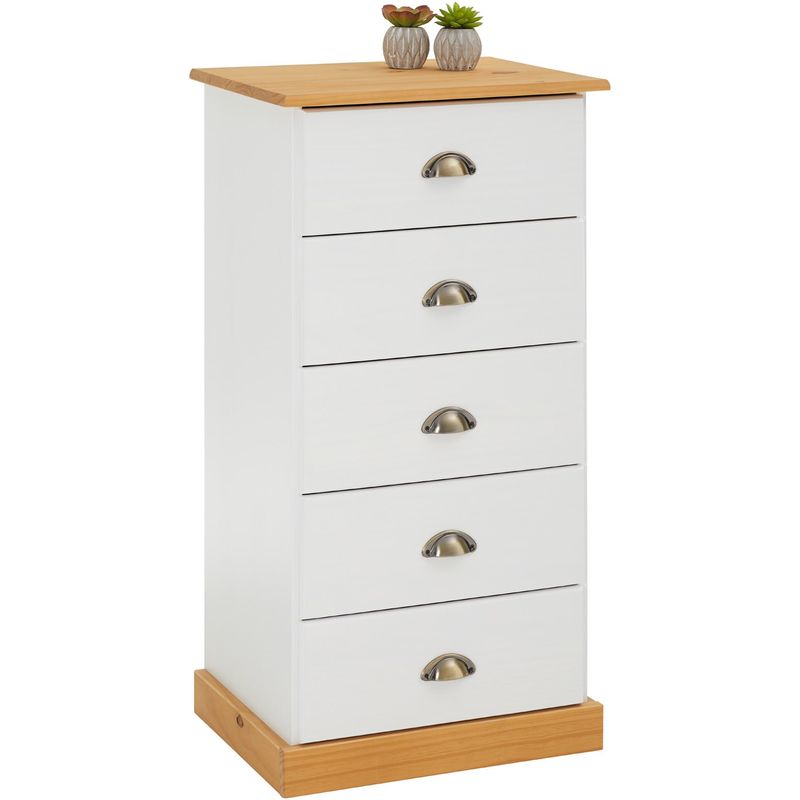 Chiffonnier paris l 48 cm en pin massif - Blanc et brun