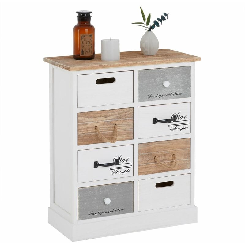 Idimex - Commode chambre salva l 54 cm en bois massif - Blanc et brun
