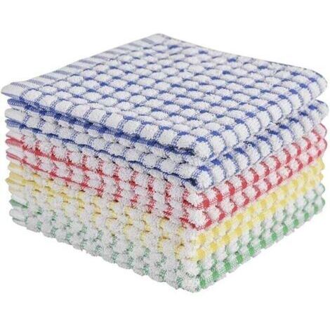 Chiffons à vaisselle pour laver la vaisselle de cuisine, chiffons à vaisselle super absorbants, chiffons de nettoyage en coton éponge, paquet de 8, 12x12 pouces