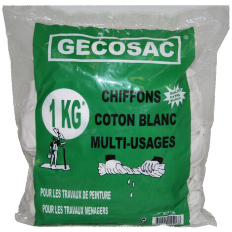 Chiffons Coton Blanc Multi-usages 1kg - Gecosac