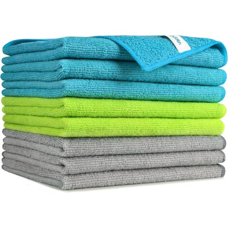 Chiffons de nettoyage en microfibre - Lot de 8, chiffons doux et absorbants en microfibre, lingettes de nettoyage non pelucheuses et sans traces