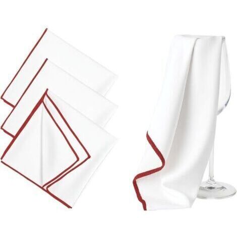 Chiffons De Polissage Microfibre Vitre Anti Trace Chiffon Lot De 3 Blanc Rouge Épais Et Absorbant pour Verre À Vin Gobelet Cuisine Hôtel Bar Nettoyage sans Peluche
