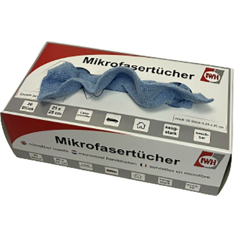 Chiffons en microfibre en boîte IWH 071125 20 pc(s) (l x l) 250 mm x 250 mm