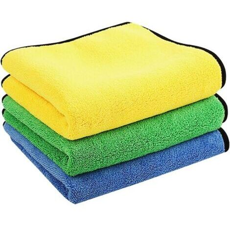Chiffons en Microfibre Voiture Lot de 3, 60 x 30 cm Ultra Absorbants Serviettes en Microfibre - Séchage Rapide, Réutilisable pour Nettoyage, Polissage de Voiture ou Usage Domestique