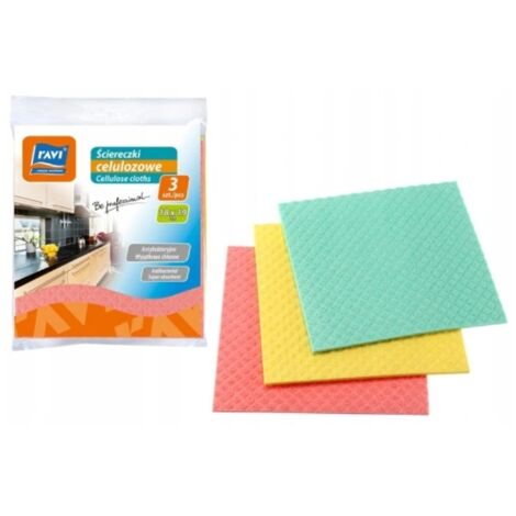 Chiffons éponges absorbants en cellulose 3 pièces.