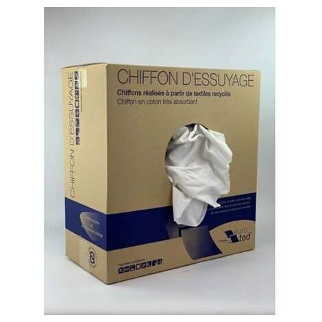 Chiffon textile coton extra-fin blanc supérieur - Boîte de 10 kg