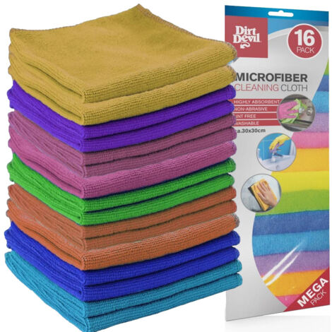 Chiffons Microfibre Dirt Devil Lot De 16 Chiffons 30x30cm Pour Nettoyage Polyvalent - Dirt Devil