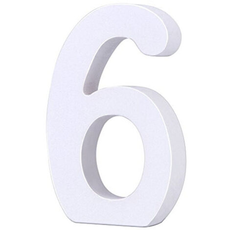 Chiffre 6 En Bois Blanc Confetti Mariage Décoration Anniversaire Promesse