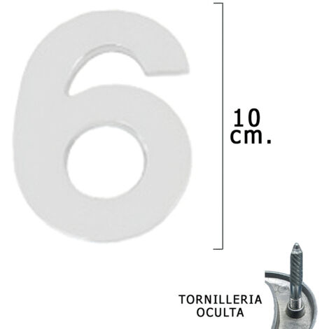 Chiffre 6 Wolfpack argenté mat 10 cm + vis blister 1 unité