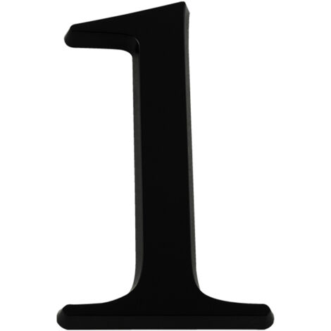 Ecolands – Chiffre 1 noir en relief 60mm – Autocollant en plastique PS choc – Pose facile sur surfaces lisses – Marquage durable