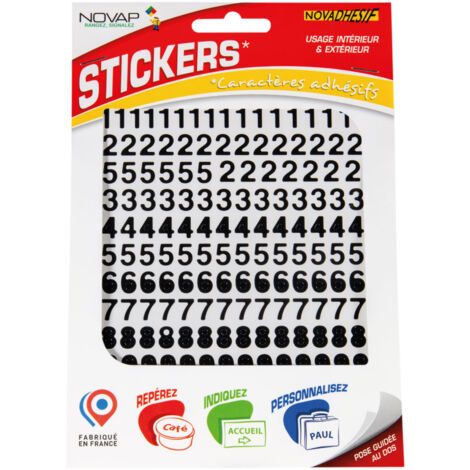 Chiffres autocollants 10mm Noir NOVADHESIFS - 4370033
