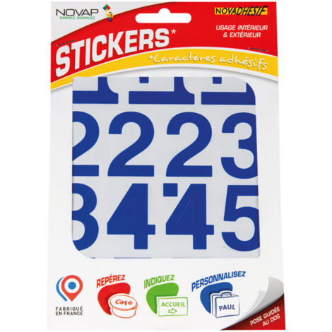 Chiffres autocollants 40mm Bleu NOVADHESIFS - 4370439