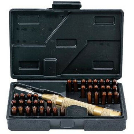 CHIFFRES ET LETTRES A FRAPPER 4 MM - PERCUTEUR AUTOMATIQUE - 36 POINÇONS