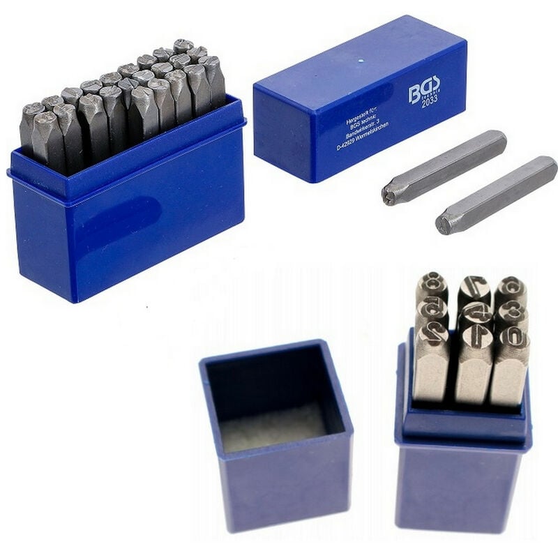 Bgs Technic - Chiffres et lettres pro 6 mm a frapper - 36 pcs