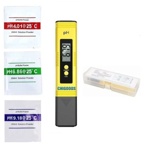 Chigoods Tester pH digitale LCD per test dell'acqua Giallo/Nero