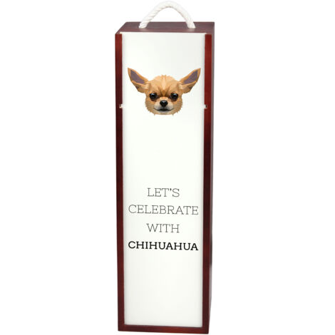 Chihuahua à poil court - canette de vin géométrique avec photo et inscription par Art-Dog