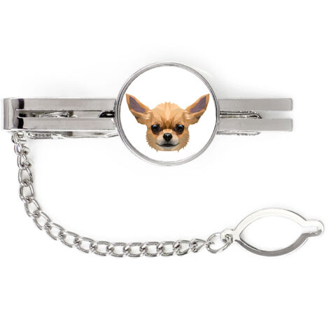Chihuahua à poil court - pince à cravate géométrique avec photo et inscription Art-Dog