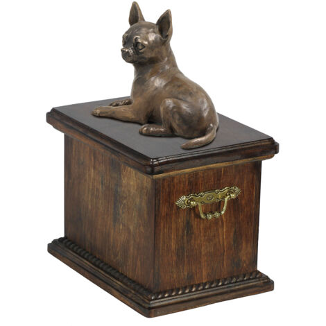 Chihuahua à poil court - Urne pour cendres de chien, urne avec statuette, urne élégante de style classique par Art-Dog