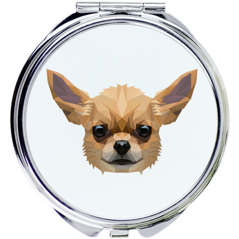 Chihuahua de pelo corto - espejo con foto e inscripción geométrica de Art-Dog